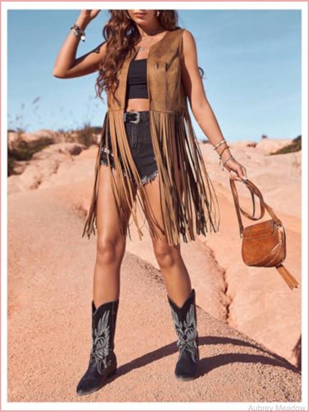 70s Hippie Faux Suede Fringe Vest Sleeveless Tassel Jacket Cardigan - Picture 4 of 6